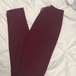 Burgundy High Waisted Pants